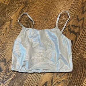 SKIMS silver metallic crop top